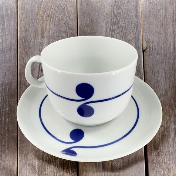 Vintage Arzberg Colon Blue Cup And Saucer Set Porcelain Made In Germany VTG - Picture 1 of 12